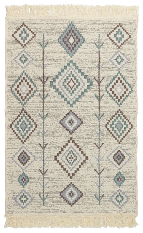 Gulvtæppe 80x150 cm Turkis med Rombe Mønster