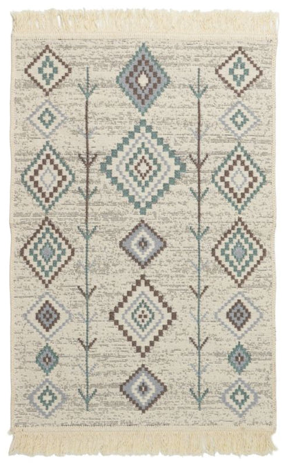 Gulvtæppe 80x150 cm Turkis med Rombe Mønster