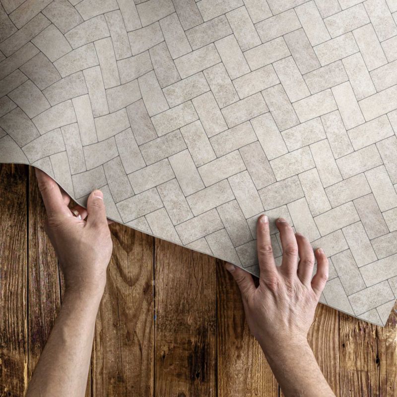 Vinylgulv med Tryk 150x225 cm Beige 1 stk.