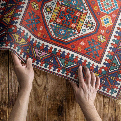 Vinylgulv Udendørs 140x210 cm Rød Tyrkisk Mønster