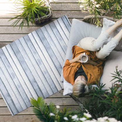 Udendørs Vinyltæppe Grå Plankedesign 80x120 cm | 4069491854031
