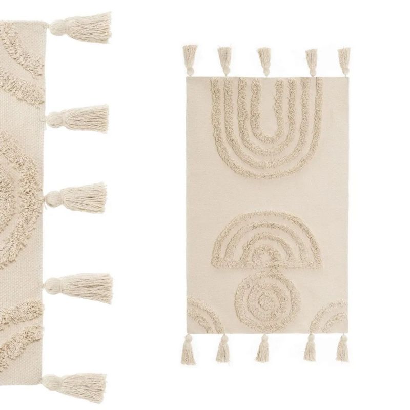 Bomuldsgulvtæppe Scandi 170x110 cm Beige
