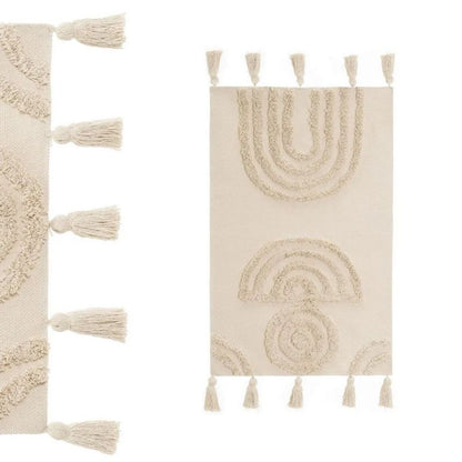 Bomuldsgulvtæppe Scandi 170x110 cm Beige
