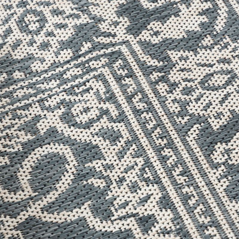 Udendørs Tæppe 200x300 cm Blå Orientalsk Mønster