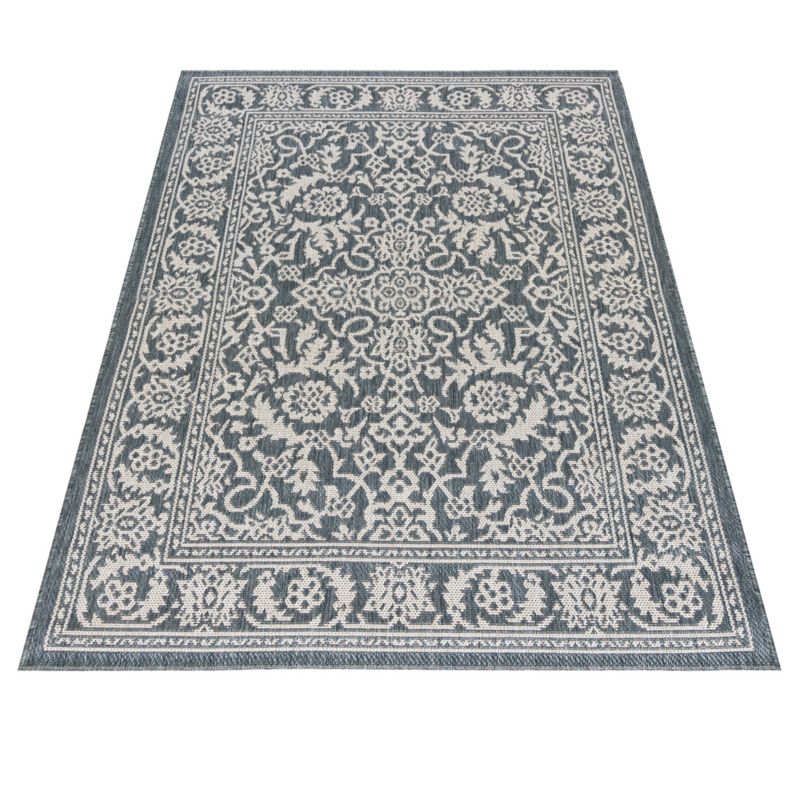 Udendørs Tæppe 200x300 cm Blå Orientalsk Mønster