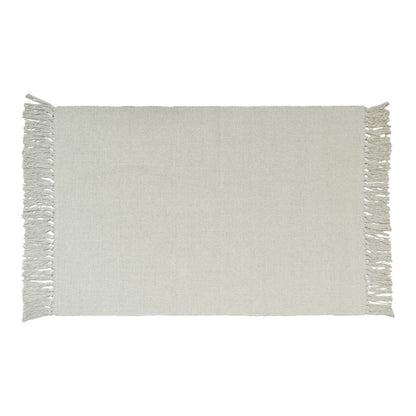 Beige tæppe 50 x 80 cm – håndvævet i 100% bomuld