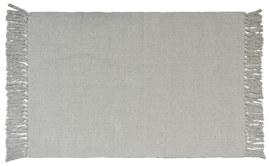 Beige tæppe 50 x 80 cm – håndvævet i 100% bomuld