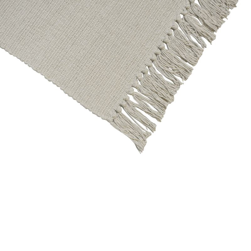 Beige tæppe 50 x 80 cm – håndvævet i 100% bomuld