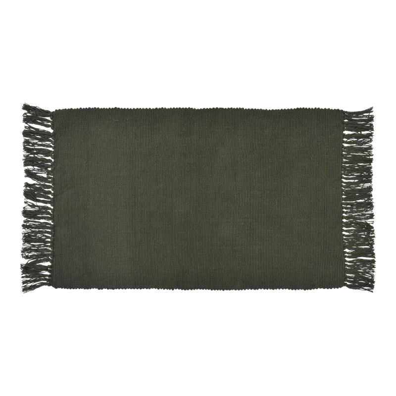 Bomuldsmåtte 50x80 cm Mørkegrøn Håndvævet