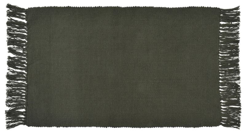 Bomuldsmåtte 50x80 cm Mørkegrøn Håndvævet
