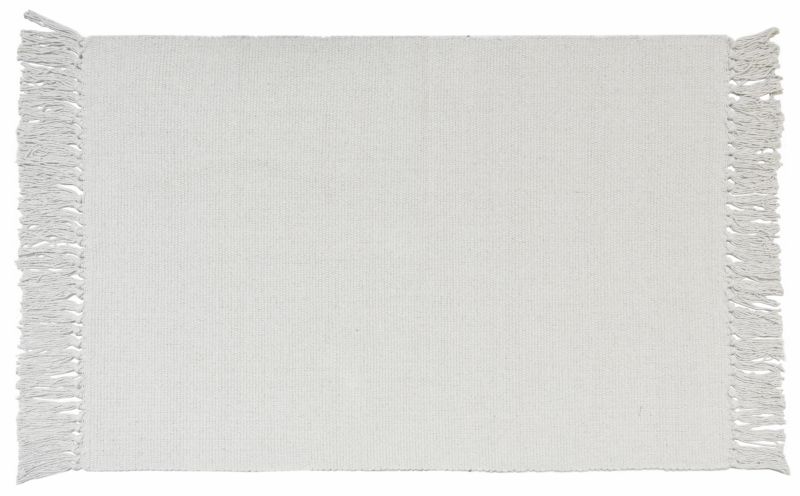 Bomulds Tæppe 50x80 cm Creme Håndvævet