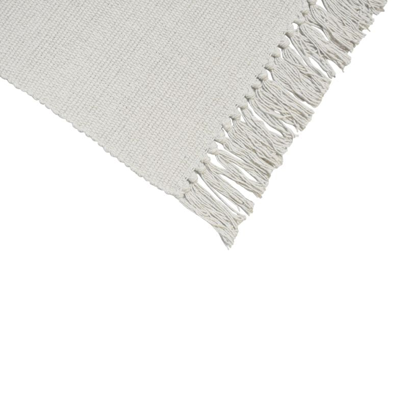 Bomulds Tæppe 50x80 cm Creme Håndvævet