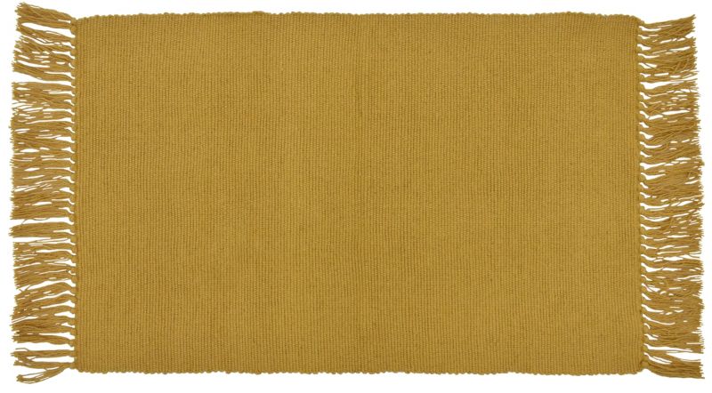 Bomuldsgulvtæppe 50x80 cm Sennepsgul Håndvævet