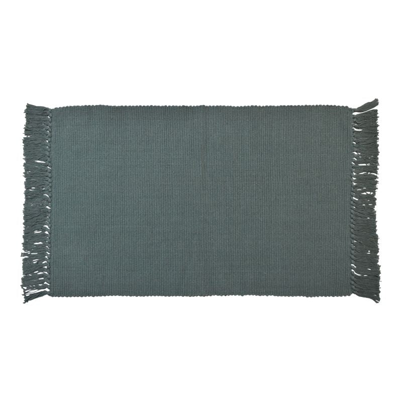 Grønt håndvævet tæppe 50 x 80 cm i 100% bomuld