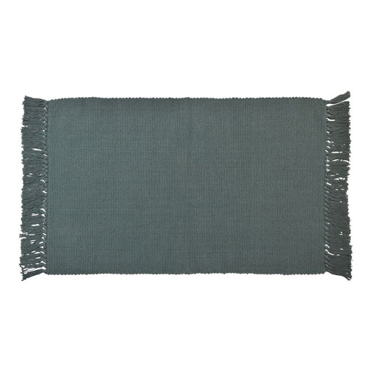 Grønt håndvævet tæppe 50 x 80 cm i 100% bomuld