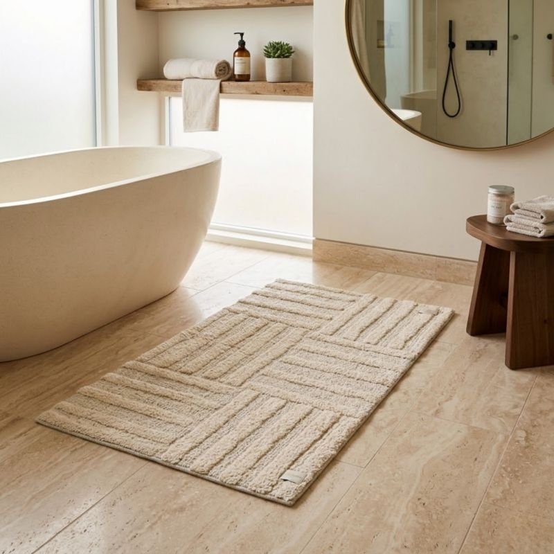 Bademåtte Anna 45x90 cm Beige Bomuld 1 stk.