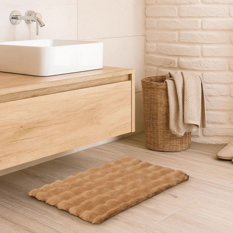 Bademåtte Shaggy Beige 50x80 cm Polyester