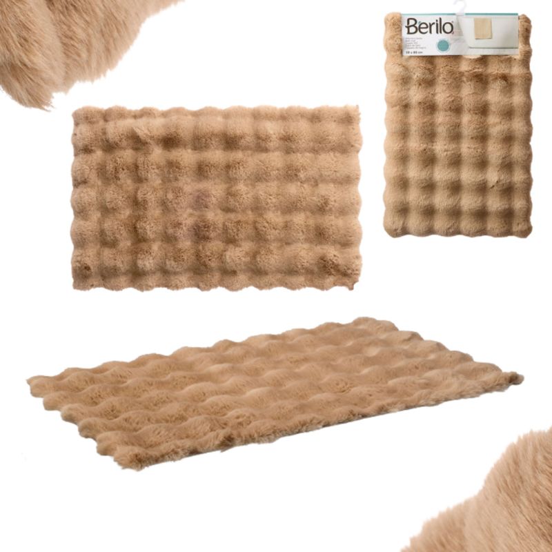 Bademåtte Shaggy Beige 50x80 cm Polyester