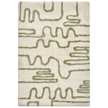 Bademåtte 60x90 cm Beige Grøn Geometrisk Mønster