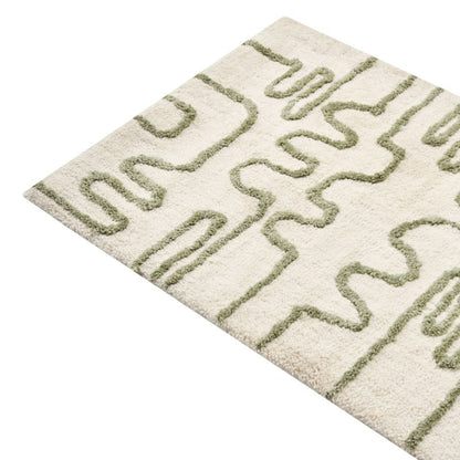 Bademåtte 60x90 cm Beige Grøn Geometrisk Mønster