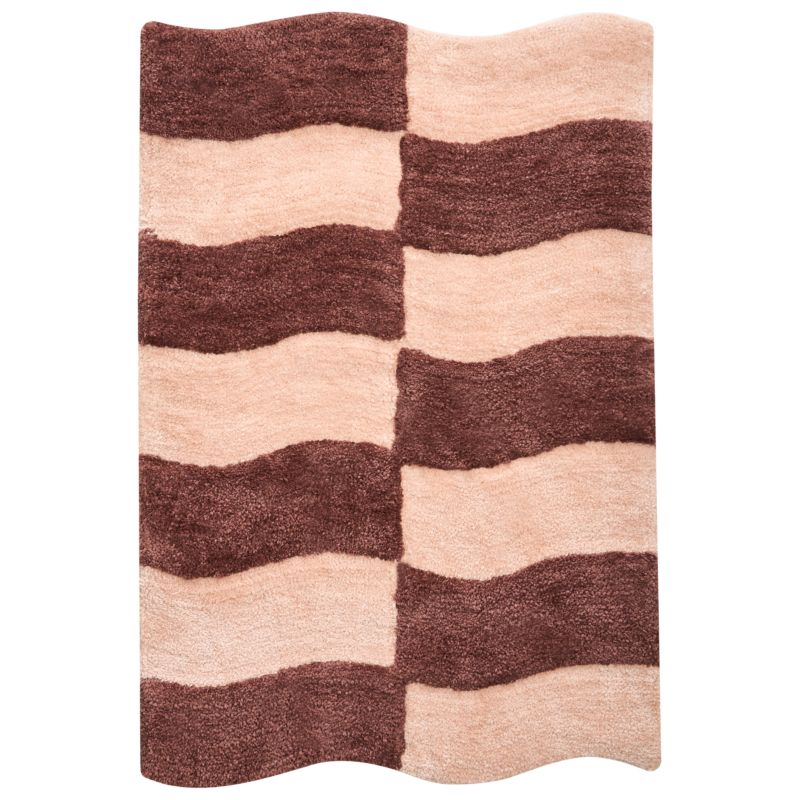 Bademåtte 60x90 cm Beige Brun Geometrisk Mønster