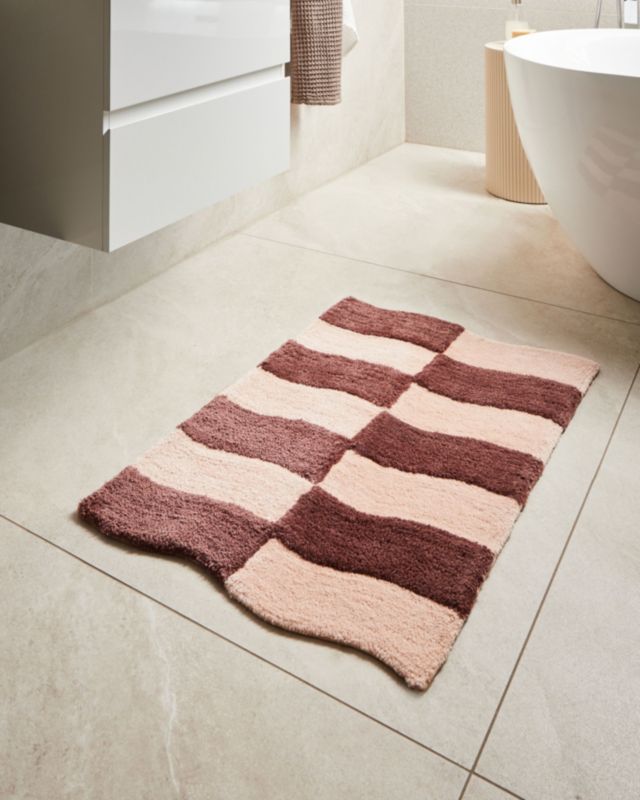 Bademåtte 60x90 cm Beige Brun Geometrisk Mønster