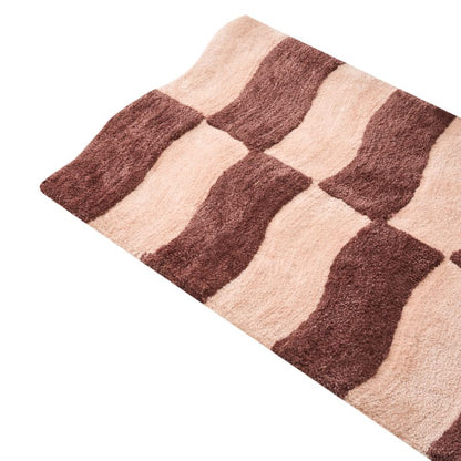 Bademåtte 60x90 cm Beige Brun Geometrisk Mønster