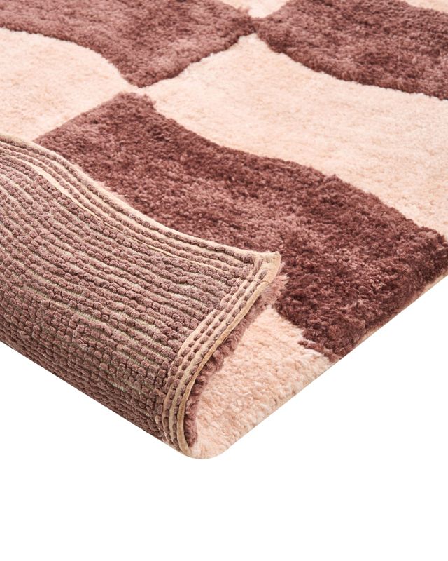 Bademåtte 60x90 cm Beige Brun Geometrisk Mønster