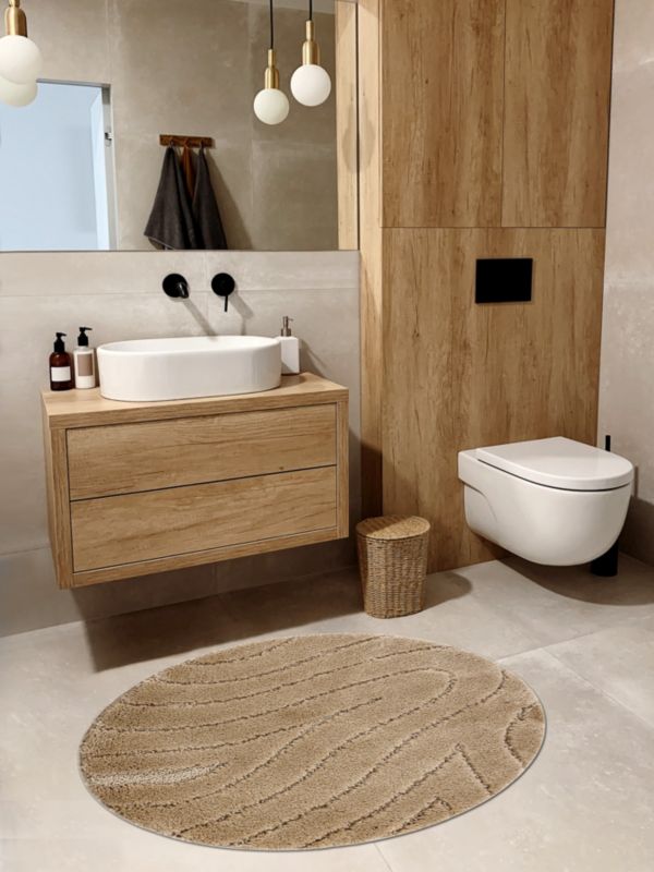 Bademåtte Rund 100 cm Beige Polypropylen 1 stk.
