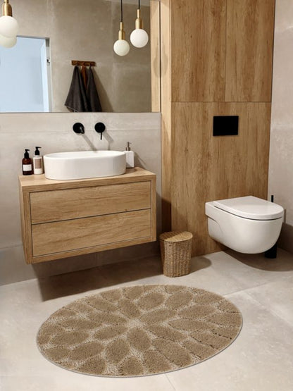 Bademåtte Rund 67 cm Beige Polypropylen 1 stk.