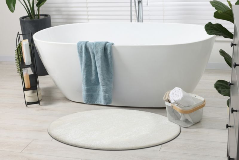 Bademåtte Rund 67 cm Hvid Polyester Skridsikker