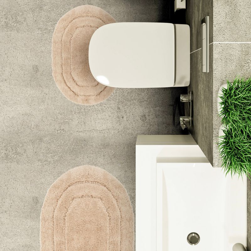 Bademåtte 50x80 cm Oval Beige Skridsikker 1 stk