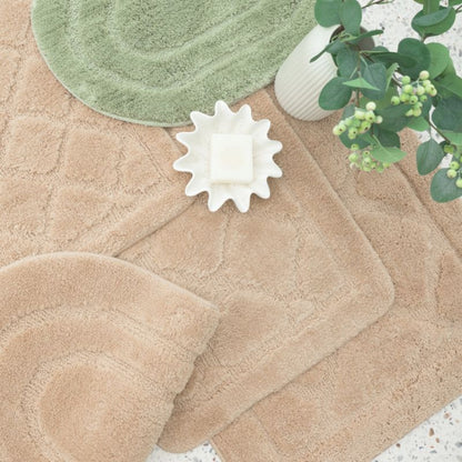 Bademåtte 50x80 cm Oval Beige Skridsikker 1 stk