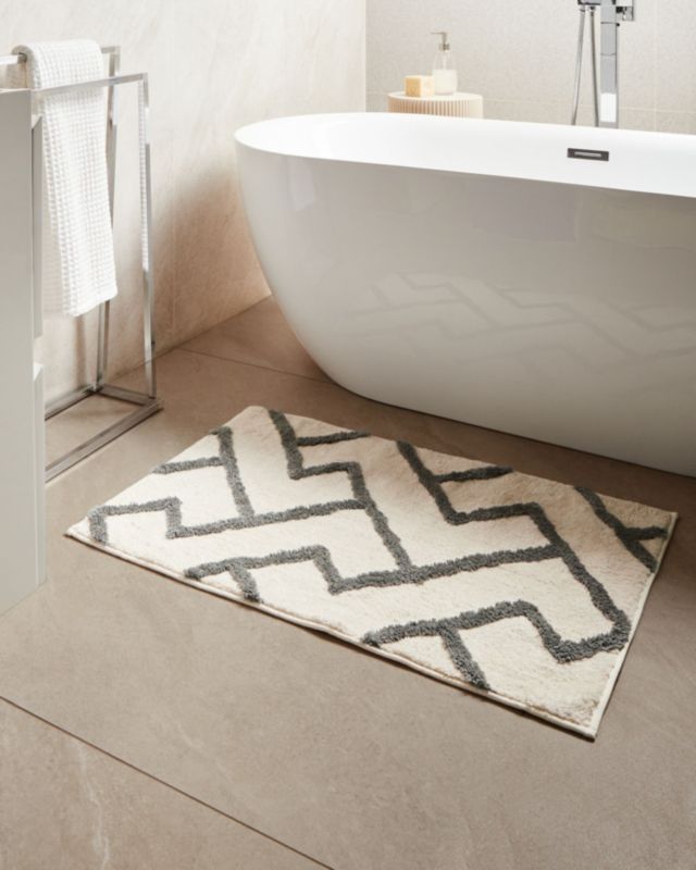 Bademåtte 60x90 cm Beige Grå Polyester