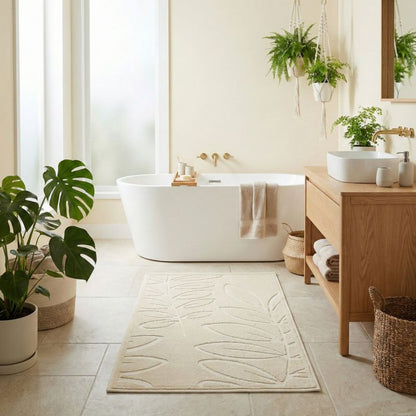 Badeværelsesmåtte Lino 73x135 cm Beige Planteinspireret Mønster 1 stk. | 5904024204343