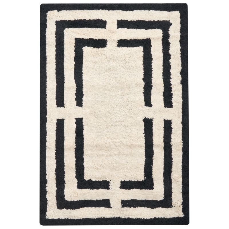 Bademåtte 60x90 cm Beige Sort Geometrisk Mønster