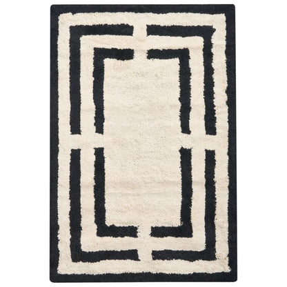 Bademåtte 60x90 cm Beige Sort Geometrisk Mønster
