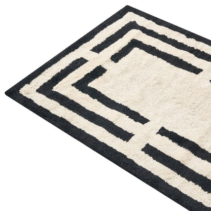 Bademåtte 60x90 cm Beige Sort Geometrisk Mønster