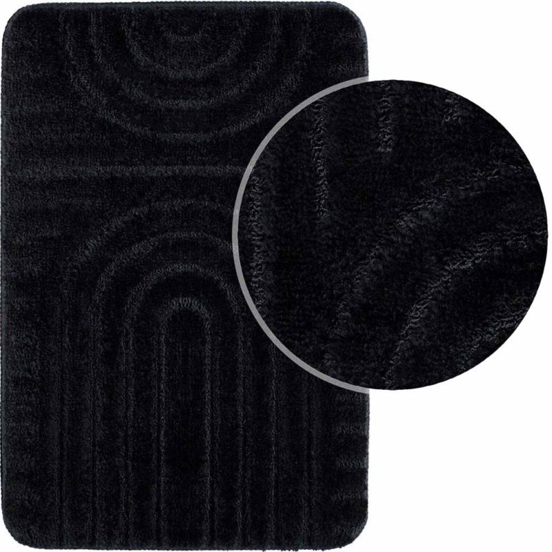 Bademåtte 60x40 cm Sort Mikrofiber Skridsikker 1 stk. | 5905923653706