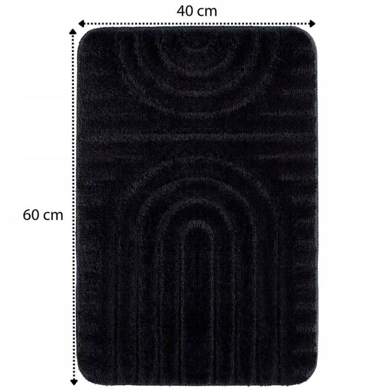 Bademåtte 60x40 cm Sort Mikrofiber Skridsikker 1 stk. | 5905923653706