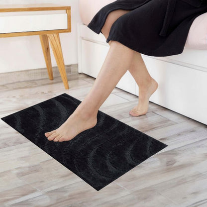 Bademåtte 40x60 cm Sort Skridsikker Mikrofiber 5905923653720