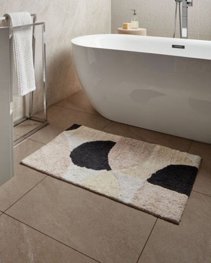 Bademåtte 60x90 cm Beige Bomuld Geometrisk Mønster
