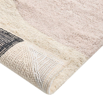 Bademåtte 60x90 cm Beige Bomuld Geometrisk Mønster