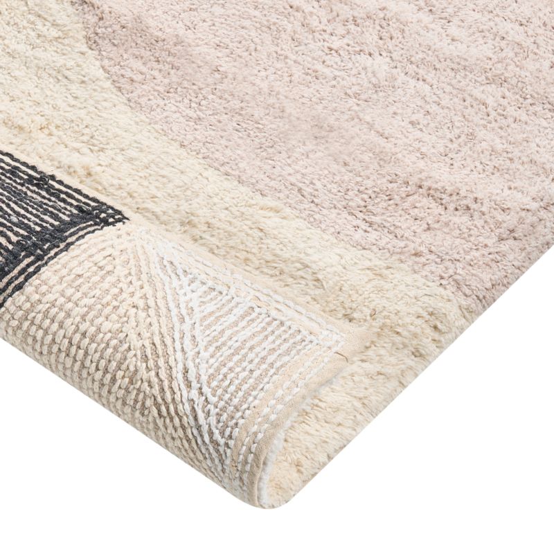 Bademåtte 60x90 cm Beige Bomuld Geometrisk Mønster