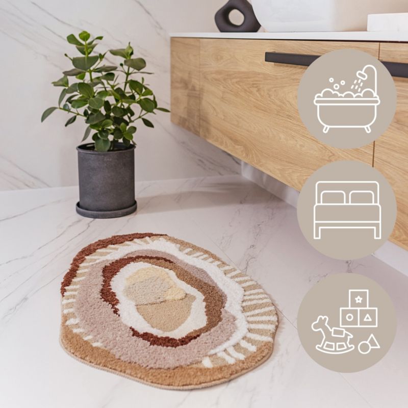 Bademåtte Shaggy 3D Gaia 60x100 cm Abstraktion Beige 1 stk