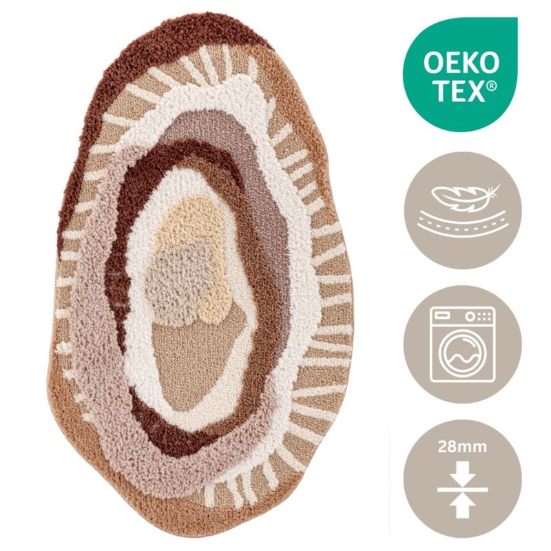 Bademåtte Shaggy 3D Gaia 60x100 cm Abstraktion Beige 1 stk