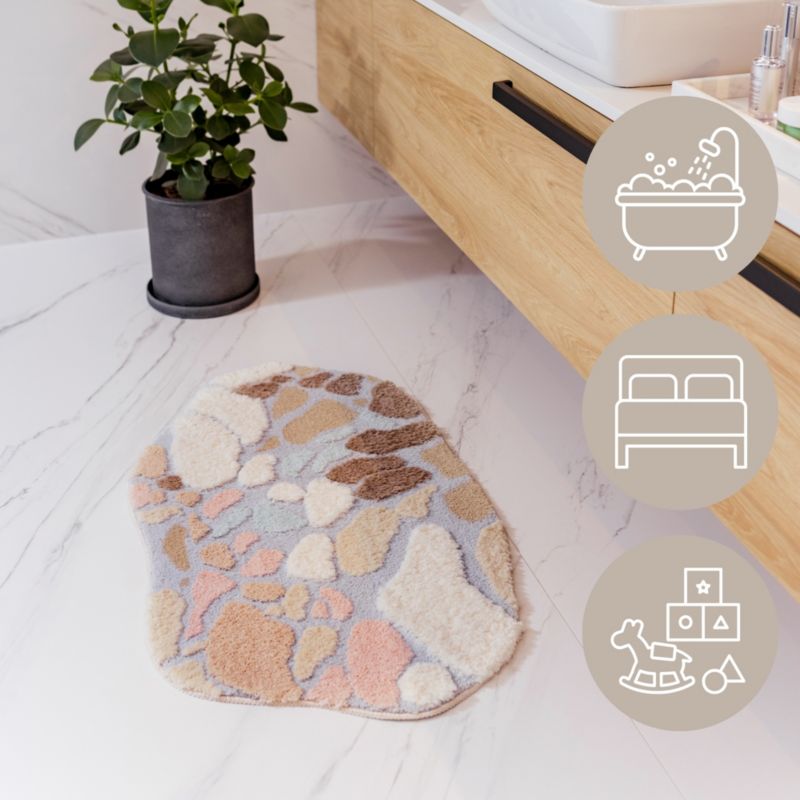 Bademåtte Shaggy 3D Gaia 60x100 cm Sten Multifarvet 1 stk.