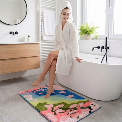 Bademåtte Shaggy 3D Gaia 60x100 cm Landskab Multifarvet