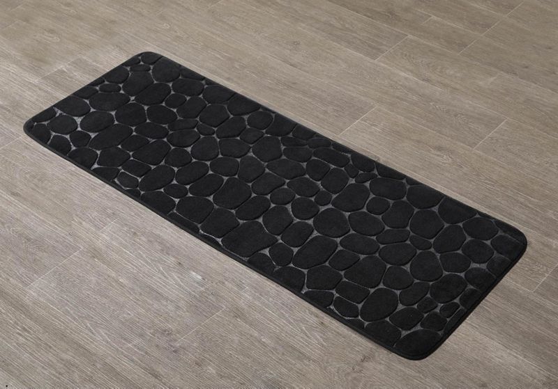 Bademåtte 45x120 cm Sort Mikrofiber Memory Foam Skridsikker