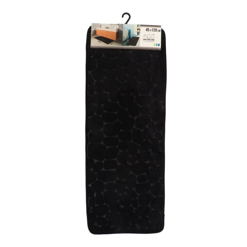 Bademåtte 45x120 cm Sort Mikrofiber Memory Foam Skridsikker